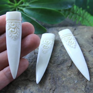 Hand Carved Bone Tusk Pendant Traditional Style Side Drilled