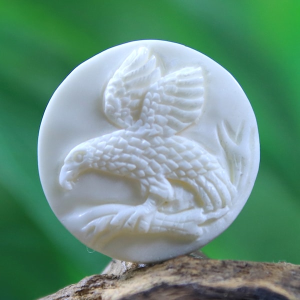 Carved Bone Eagle Cameo Bead Embroidery Centerpiece Spirit Animal