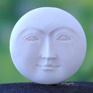 Extra Large Moon Face Cabochon, Hand Carved Bone Necklace Centerpiece 40mm
