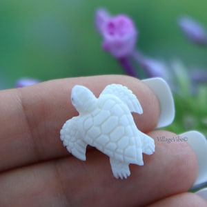 Tiny Baby Turtle Charm Hand Carved Bone