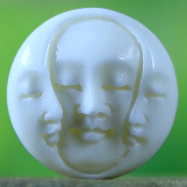 Moon Phase Face Carving Hand Carved Bone Cabochon Close Eyes 20mm