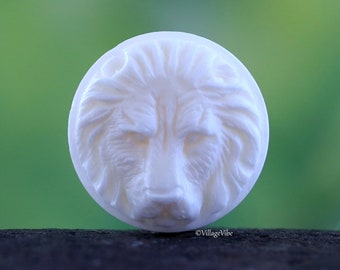 Carved Bone Cabochon Lion Face Flat Back Ring Setting 20mm