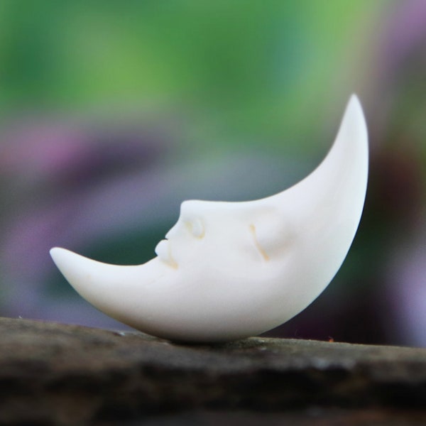 Reversible Crescent Moon Bone Carving Double Sided