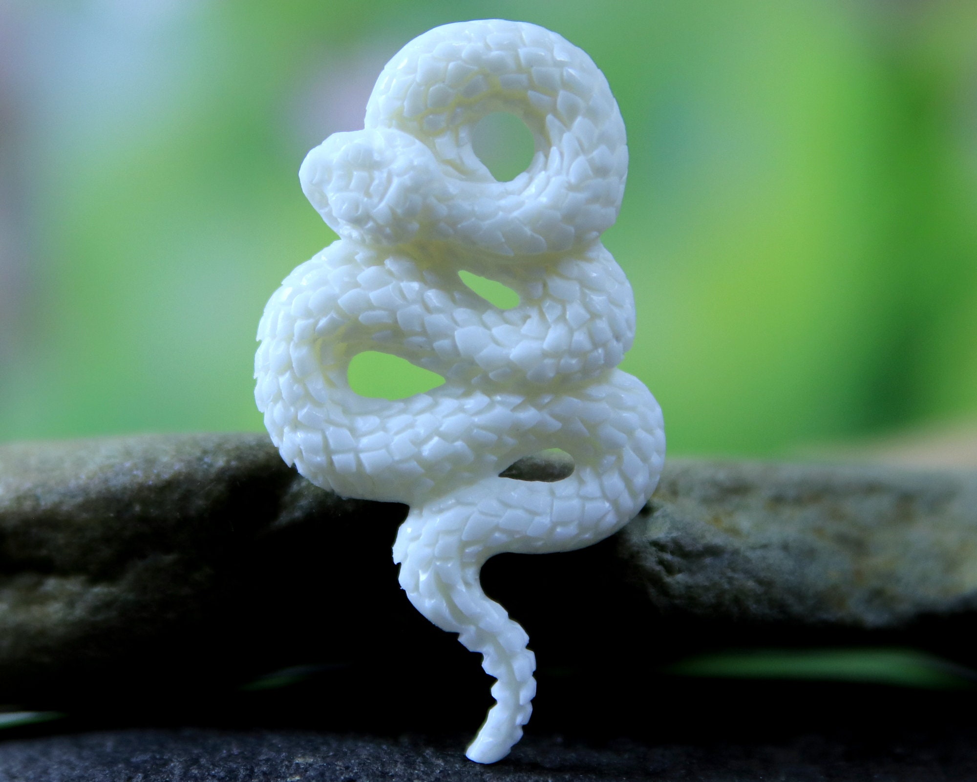 Bone Carving Snake Sculpture Pendant