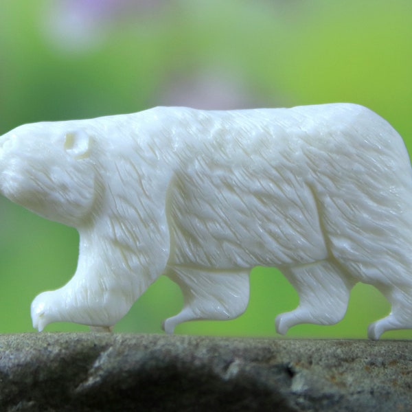 Polar Bear Sculpture Hand Carved Bone