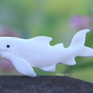 Double Sided Hand Carved Bone Shark Pendant