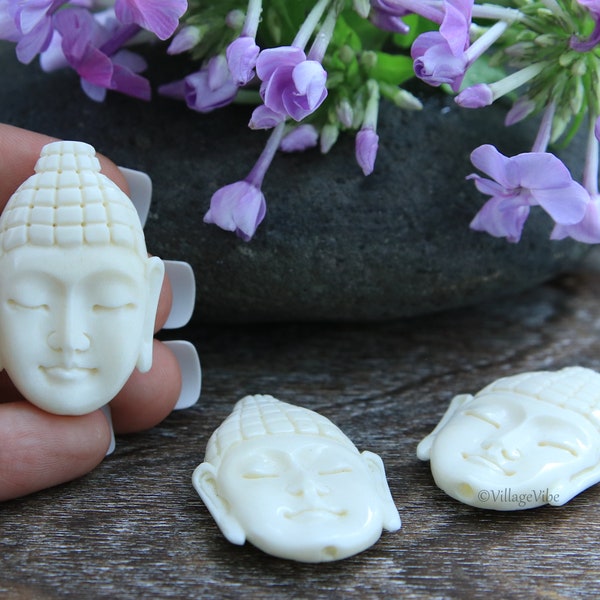 Buddha Bone Carving Beads Drilled Top to Bottom