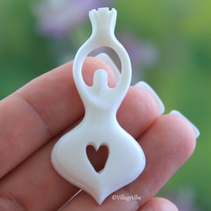 Goddess Pendant Necklace Centerpiece, Carved Bone Meditation Jewelry
