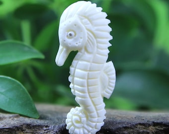 Sea Horse Hand Carved Bone Cabochon
