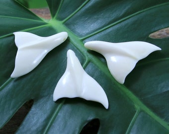 Whale Tail Pendant Side Drilled Hand Carved Bone Charm