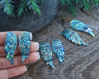 Abalone Feather Hand Carved Seashell Angel Wings