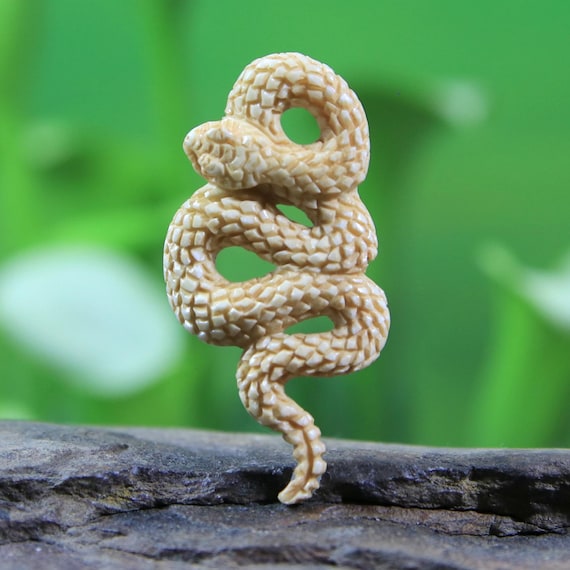 Snake Pendant Antique Look Hand Carved Bone