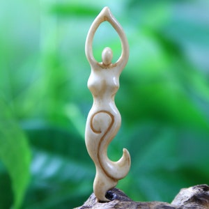 Fertility Goddess Cabochon Carved Bone Pendant Symbol of Life