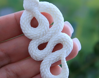 Hand Carved Bone Snake Pendant Realistic Sculpture