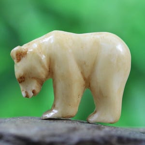 Tiny Bear Cabochon, Carved Bone Spirit Animal Totem