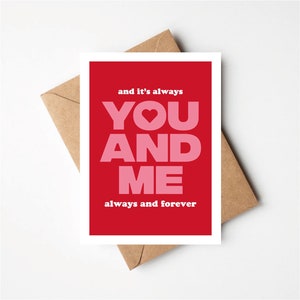 You And Me Always And Forever, The Wannadies Inspired Greetings Card, Lyrics, Anniversary, Birthday, Indie