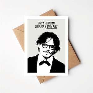 Johnny Depp Inspired Birthday Card, Mega Pint, Tarjeta de felicitación, Divertido