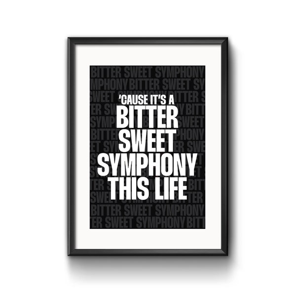 Bittersweet Symphony | Music Lyric Print  | Band | Britpop Wall Art | Colourful Typography