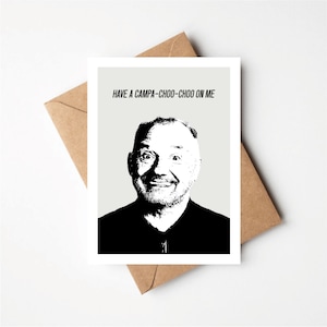 Tarjeta de felicitación inspirada en el chico del tren, Tarjeta de cumpleaños de humor británico, Papá, Amigo