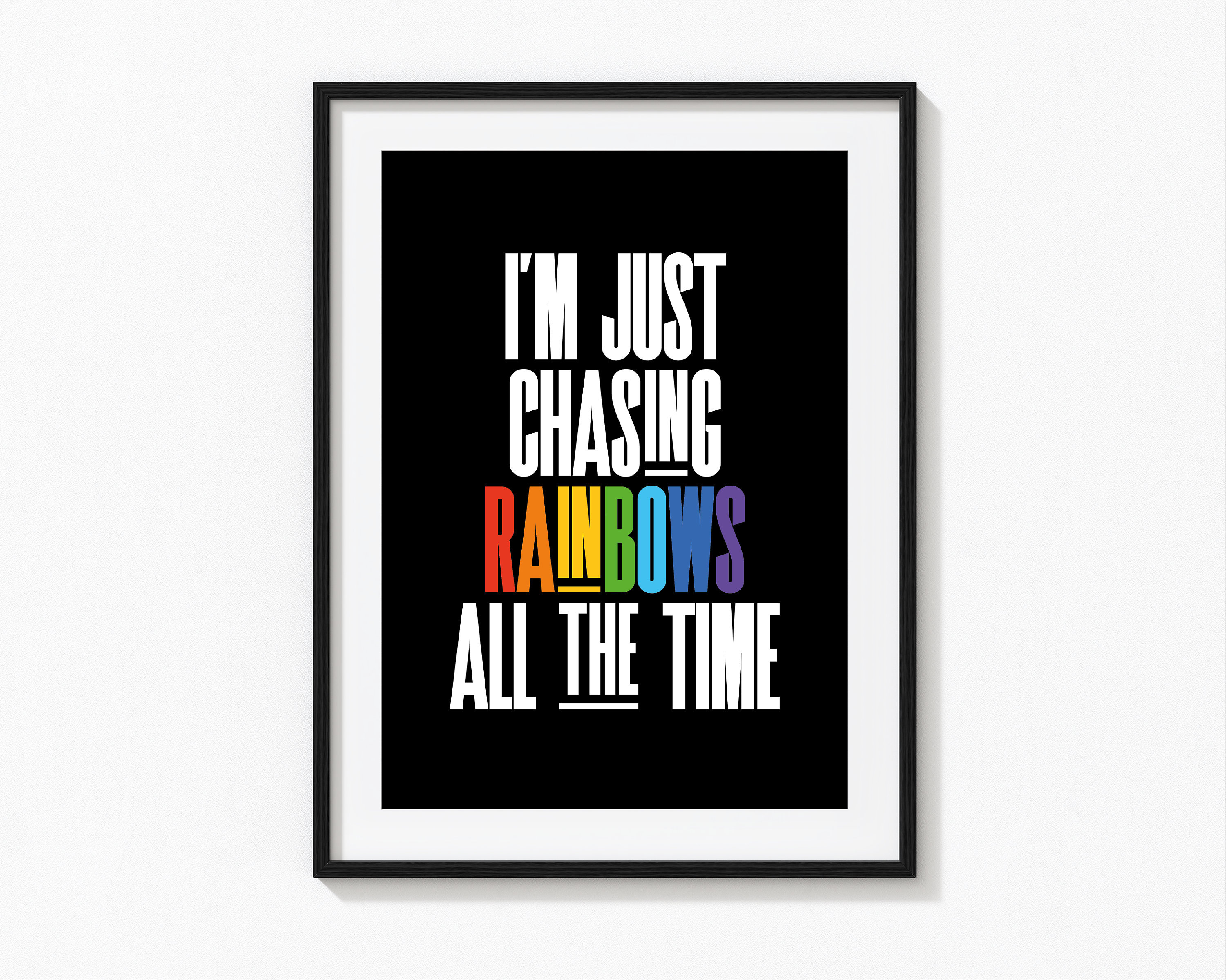 Chasing Rainbows | Inspired Print | Colourful Rainbow Print | Music Lyrics  | Band Wall Art Poster, image size:3000x2400