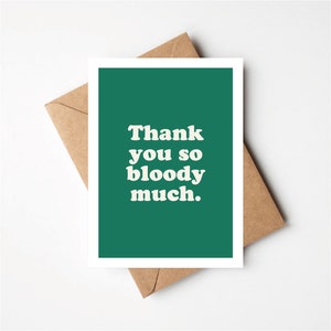 Grazie mille maledettamente, semplice biglietto di auguri tipografico, biglietto di ringraziamento minimo, regalo
