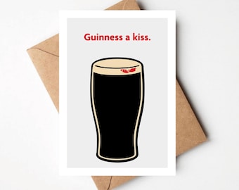 Guinness Un Beso, Guinness, Aniversario, Tarjeta de Amor, Tarjeta de Felicitación de Cumpleaños