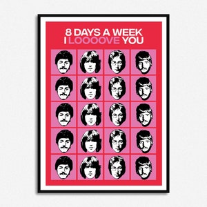 The Beatles / Ocho días a la semana / Impresión musical colorida / Let It Be / Lennon / Wall Art / Rock and Roll