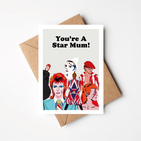 You’re A Star Mum David Bowie Inspired Greeting’s Card, Birthday, Mother’s Day