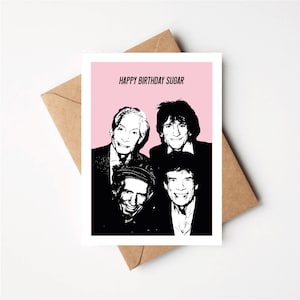 Feliz cumpleaños Sugar, tarjeta de felicitación inspirada, Rock And Roll