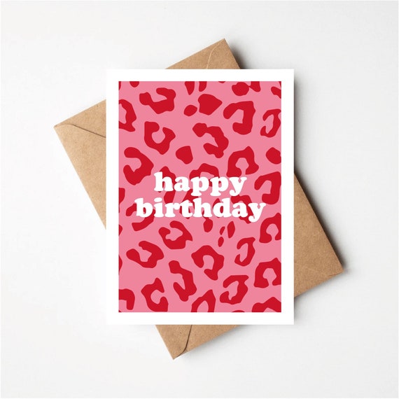 Feliz cumpleaños, tarjeta de felicitación con estampado de