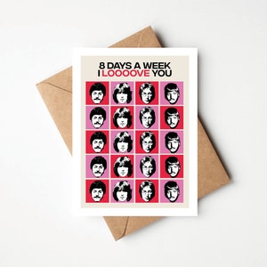 Ocho días a la semana te amo, tarjeta de felicitación A6, rock and roll, volver, cumpleaños, aniversario, ocasión