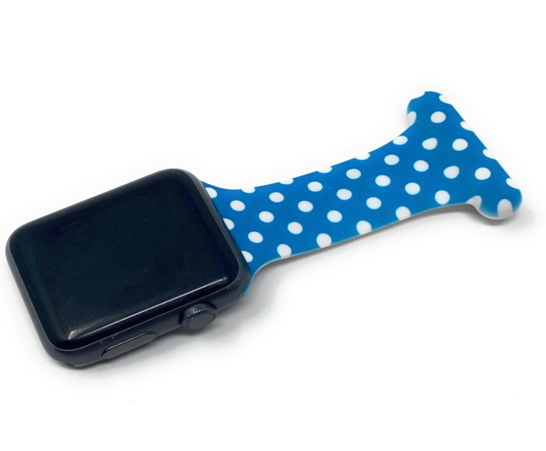 Blue Polka Dot Colourful Apple Watch Fob Strap for Nurses, Midwives, 38