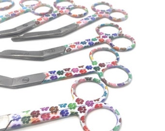 Colourful Paw Print Design Nurse Midwifery healthcare Vet bandage scissors 5’5 Coopers Care UK