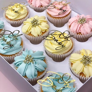Oh Baby cupcake bedeltopper - knutselkaarten babyshowertaarttopper