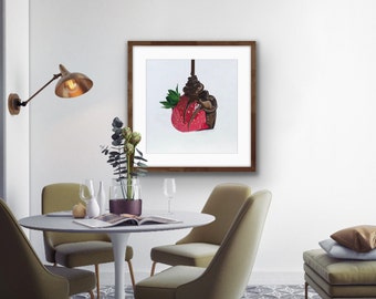 Druk „Truskawka w czekoladzie” w hiperrealizmie autorstwa HayleyGreenArt