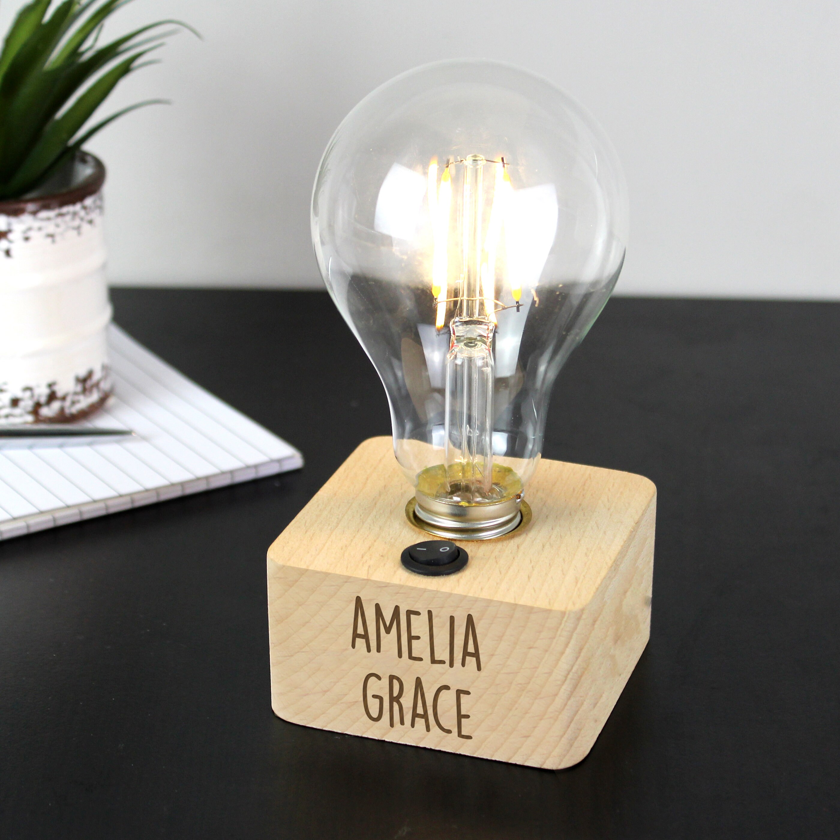 Personalised Free Text LED Bulb Table Lamp Table Lamps Etsy UK