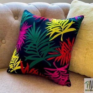 Kitenge Throw Pillow Covers, Pair, 16 x 16 inch, Ankara, Kanga, Kente, African Wax Print Decorative Zippered Fabric Toss Pillowcase Set