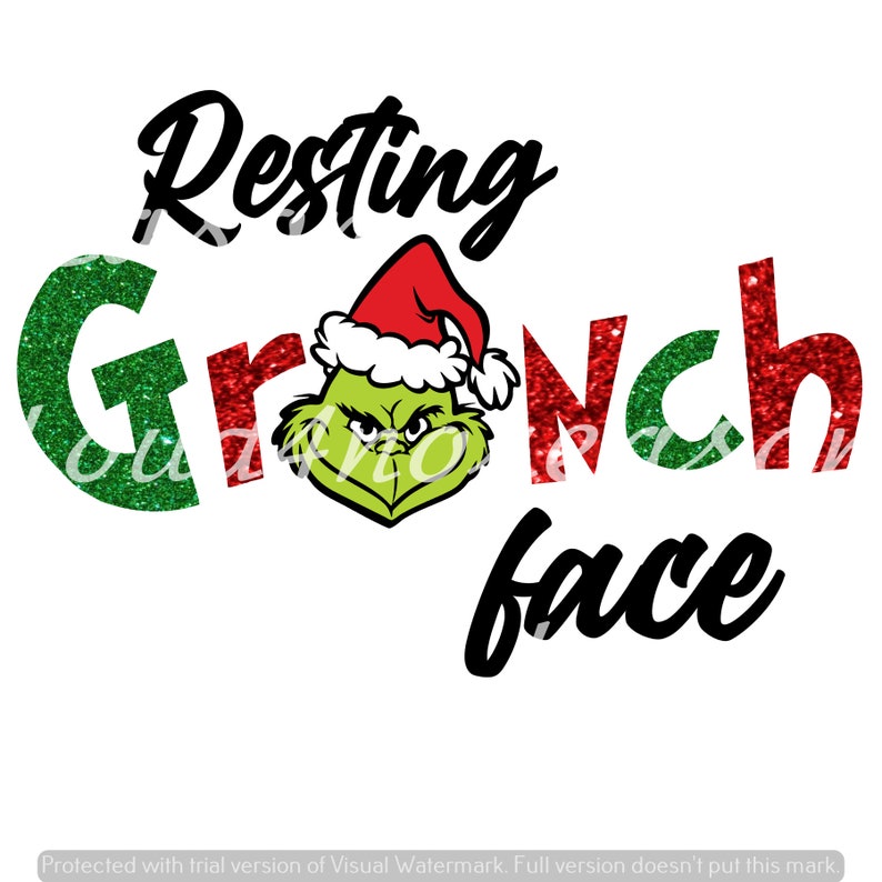 Resting Grinch Face SVG and PNG - Etsy