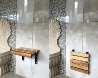 Siège de douche mural pliant chêne - Design pratique et élégant