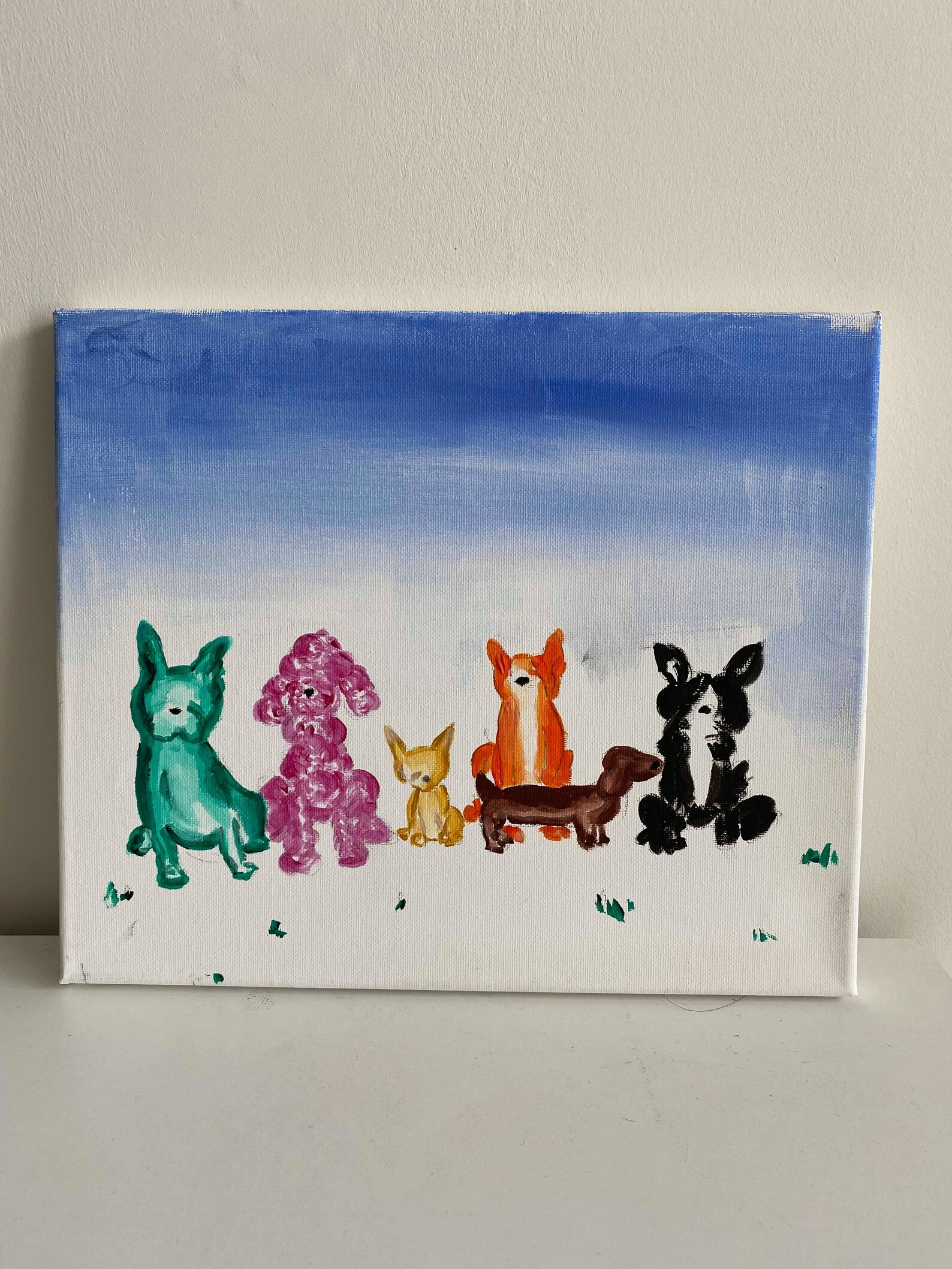 Handmade acrylic paint colourful dogs Etsy