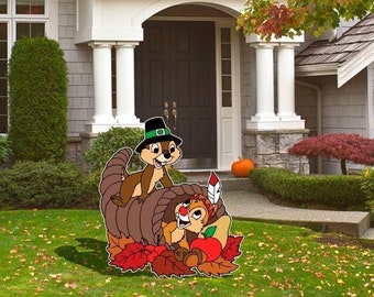 Fall chip and dale Rescue Rangers /outdoor fall garden decor/ fall decorations / happy fall y’all / pumpkin patch ideas