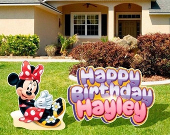 Happy birthday or Hello summer Minnie sign and Minnie summer birthday
