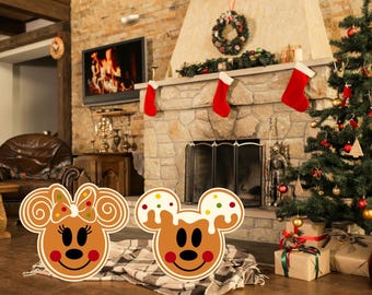 Mickey and Minnie gingerbread cookie couple yard art/ garden decoration / Christmas / yard art /holiday outdoor