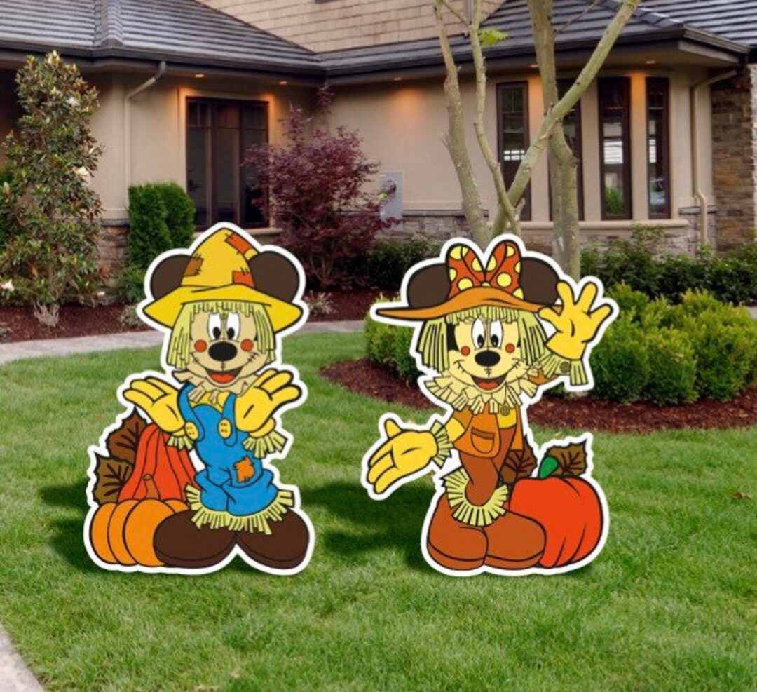 Mickey and Minnie Fall Scare Crows/ Outside Fall Decor - Etsy