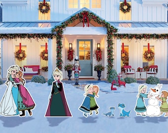 Magical Frozen Yard Signs - Elsa, Anna,Bruni  and Olaf - Weatherproof Outdoor Decor for the Holidays or Frozen Party Frozen 1 or Frozen 2