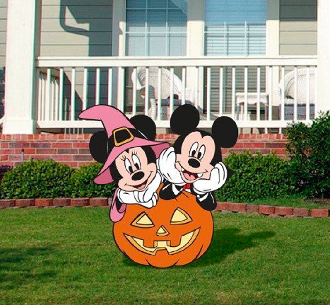 Mickey and Minnie Halloween Vampire Pumpkin Yard Sign