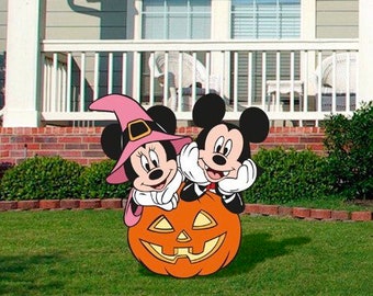 Mickey and Minnie Halloween vampire Pumpkin yard sign/ halloween outside decor/ halloween ideas