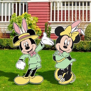 Easter Mickey and Minnie Yard Art || Easter Bunny brunch art sign
