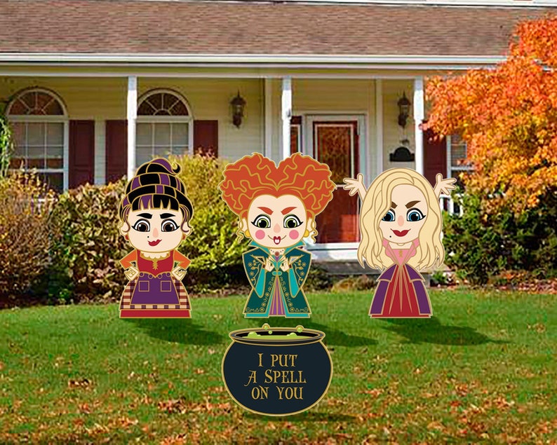 Halloween Yard Art Set Witches Etsy