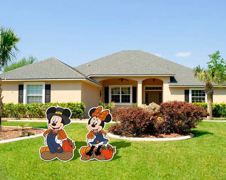Fall Mickey Minnie Goofy Donald/outdoor Fall Decor for the Garden ...